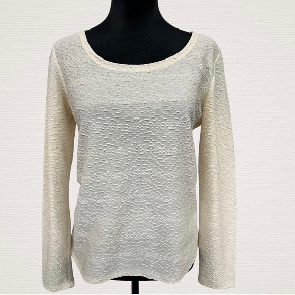 Women’s XS J.Jill Cream Textured Stretch LS Top - Picture 6 of 6